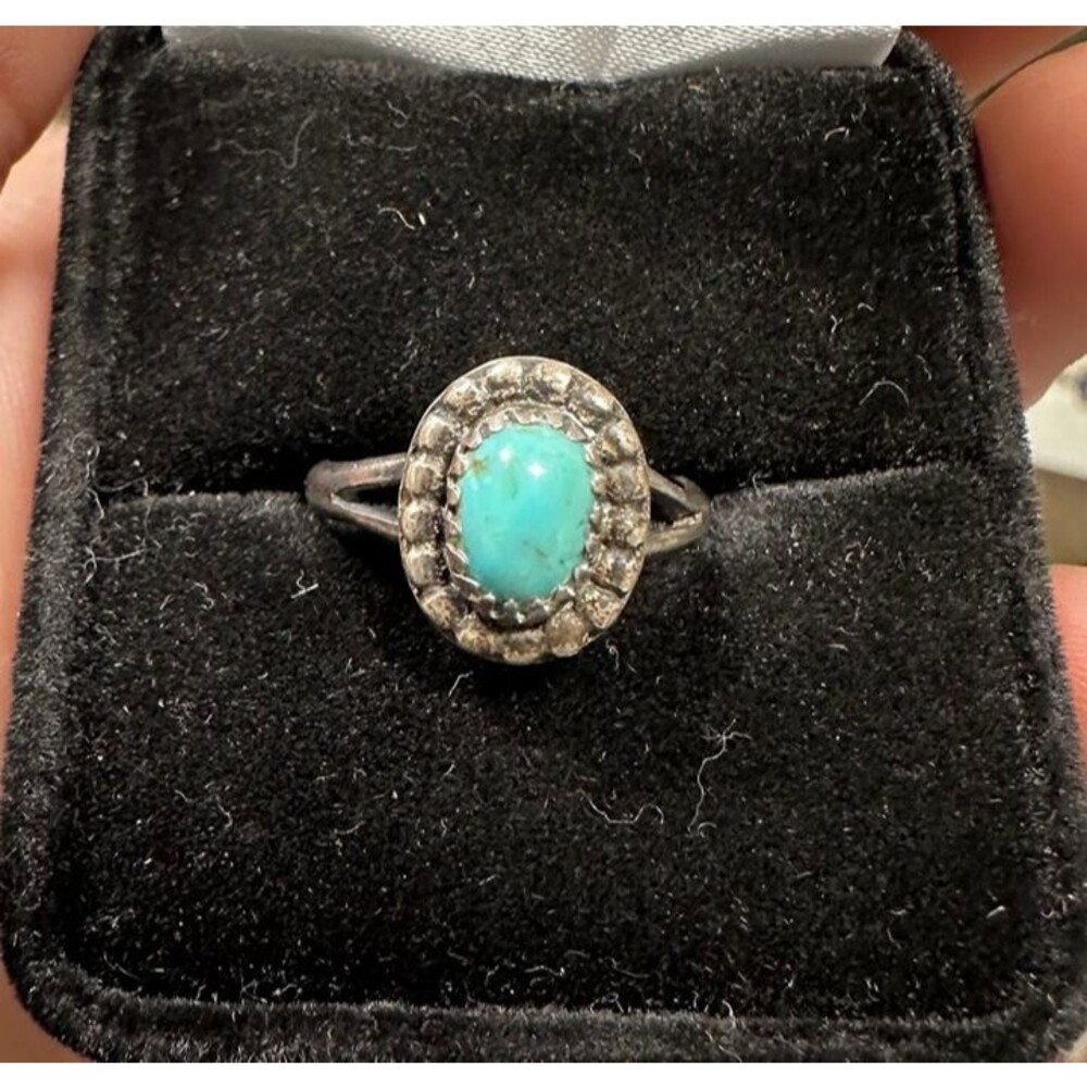 Vintage Sterling Silver Kingman Turquoise Ring Size 7